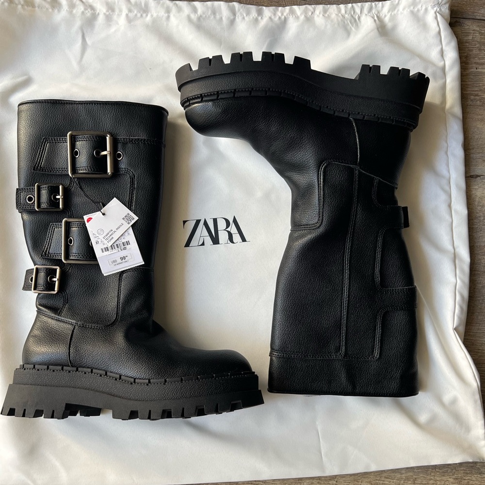 Zara Buckled Lug Sole Ankle Boots